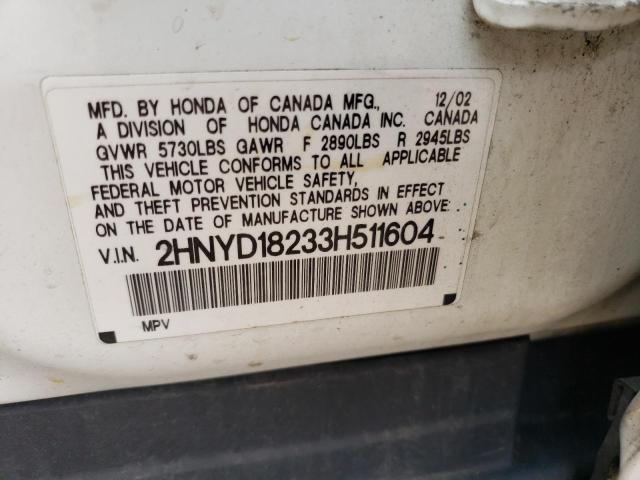 Photo 10 from auction – 2003 ACURA MDX with VIN 2HNYD18233H511604