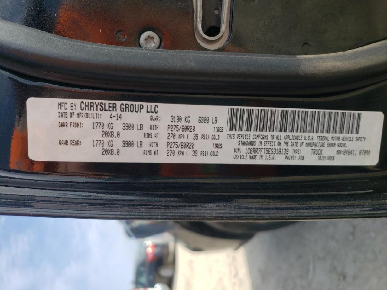 Photo 10 from auction – 2014 RAM 1500 ST with VIN 1C6RR7FT5ES318139