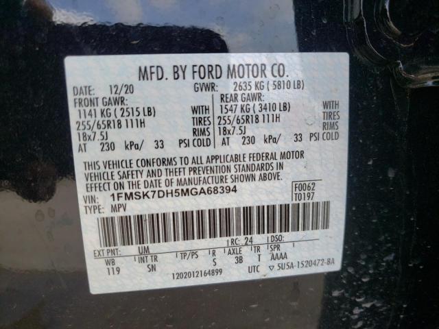 Photo 10 from auction – 2021 FORD EXPLORER X with VIN 1FMSK7DH5MGA68394