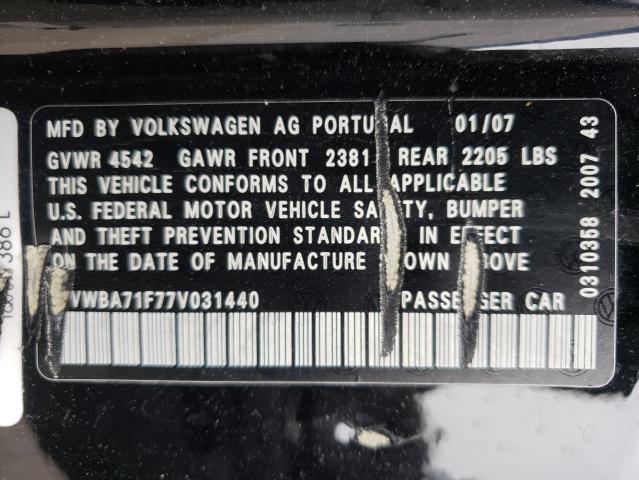 VOLKSWAGEN EOS 2.0T 2007 with VIN WVWBA71F77V031440 - Photo from auction
