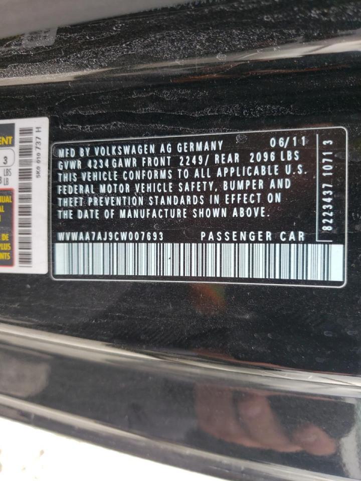 Photo 10 from auction – 2012 VOLKSWAGEN GOLF with VIN WVWAA7AJ9CW007693
