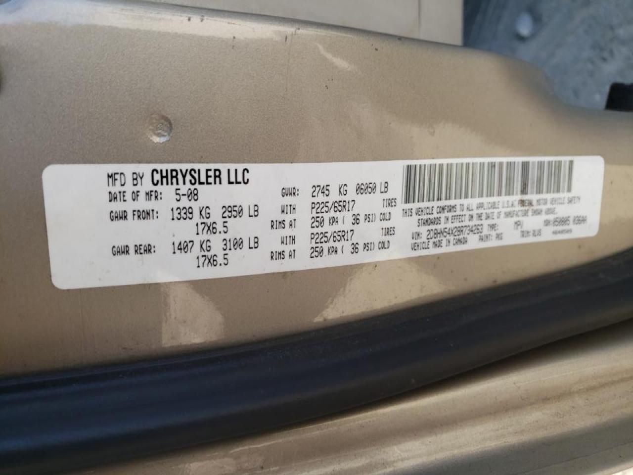Photo 10 from auction – 2008 DODGE GRAND CARA with VIN 2D8HN54X28R734263