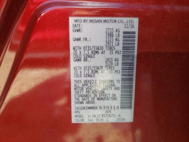 Photo 10 from auction – 2017 NISSAN PATHFINDER with VIN 5N1DR2MM8HC639314
