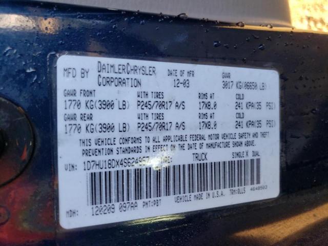 Photo 10 from auction – 2004 DODGE RAM 1500 S with VIN 1D7HU18DX4S624957