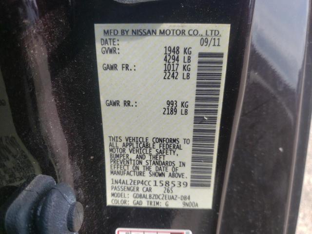 Photo 10 from auction – 2012 NISSAN ALTIMA S with VIN 1N4AL2EP4CC158539