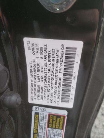 Photo 10 from auction – 2012 HONDA CIVIC LX with VIN 2HGFG3B57CH555481