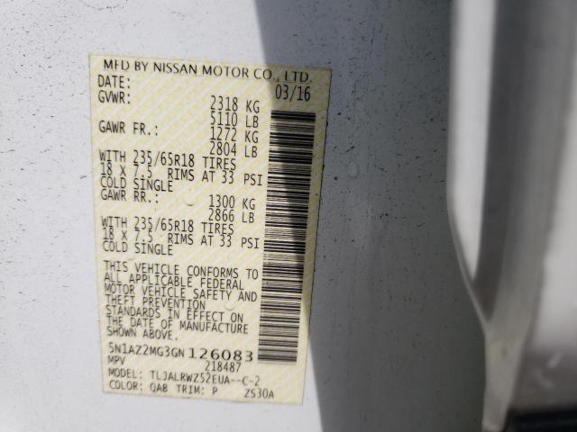 Photo 10 from auction – 2016 NISSAN MURANO S with VIN 5N1AZ2MG3GN126083