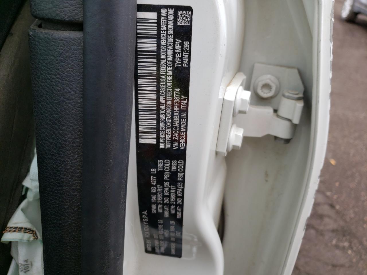 Photo 10 from auction – 2017 JEEP RENEGADE with VIN ZACCJABBXHPF38774