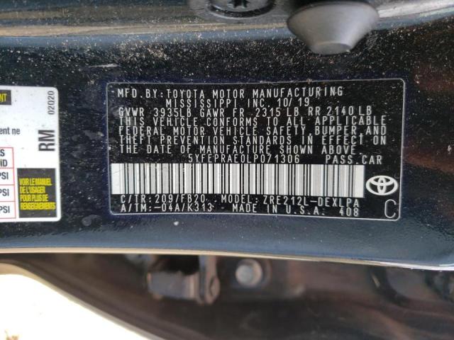 Photo 10 from auction – 2020 TOYOTA COROLLA LE with VIN 5YFEPRAE0LP071306