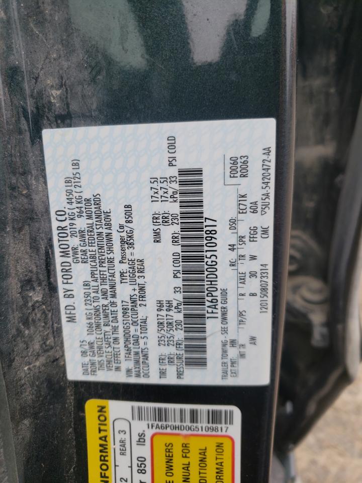 Photo 10 from auction – 2016 FORD FUSION SE with VIN 1FA6P0HD0G5109817