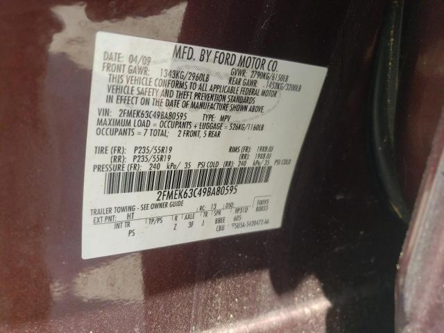 Photo 10 from auction – 2009 FORD FLEX LIMIT with VIN 2FMEK63C49BA80595