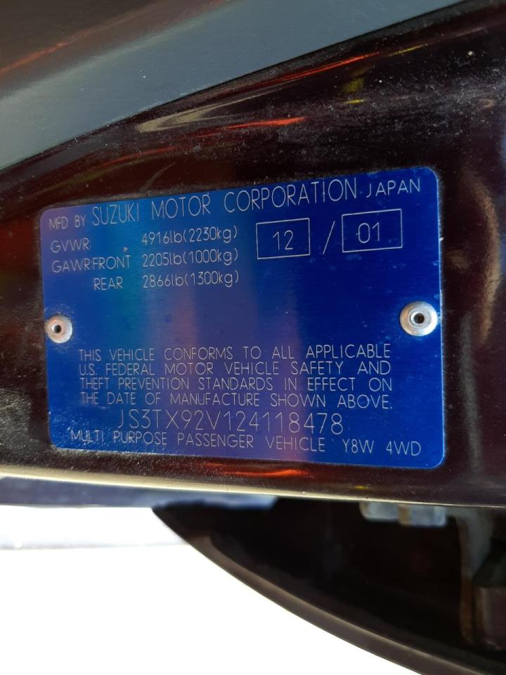 Photo 10 from auction – 2002 SUZUKI XL7 PLUS with VIN JS3TX92V124118478