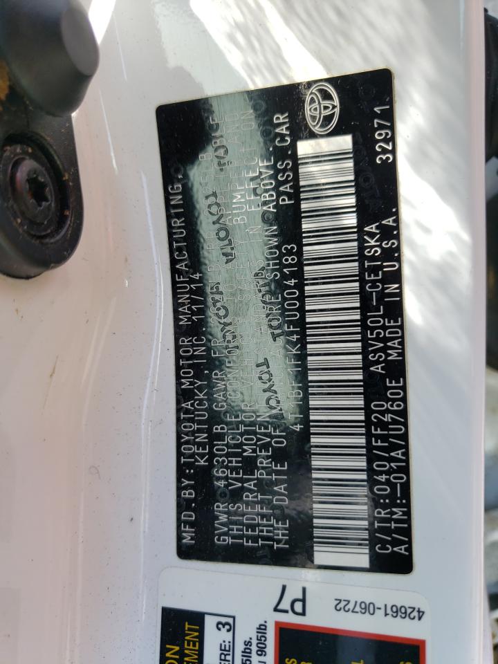 Photo 10 from auction – 2015 TOYOTA CAMRY LE with VIN 4T1BF1FK4FU004183