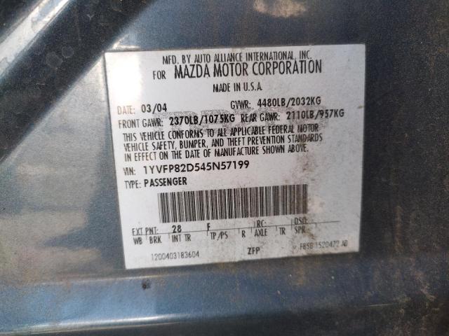 Photo 10 from auction – 2004 MAZDA 6 S with VIN 1YVFP82D545N57199