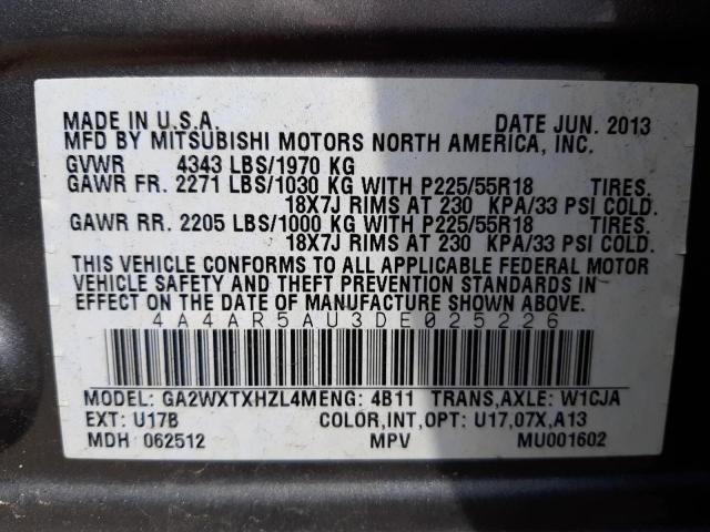 Photo 10 from auction – 2013 MITSUBISHI OUTLANDER with VIN 4A4AR5AU3DE025226