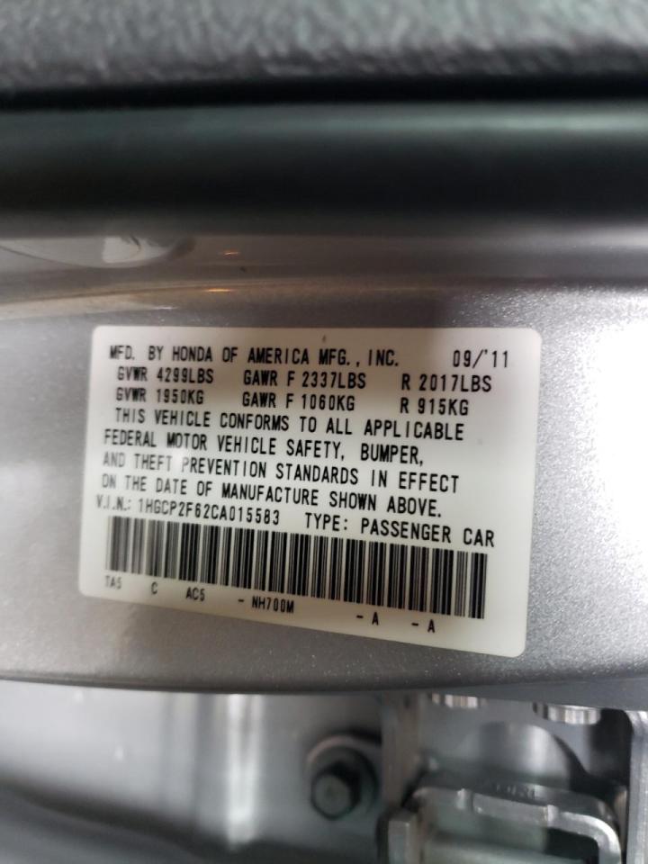 Photo 10 from auction – 2012 HONDA ACCORD SE with VIN 1HGCP2F62CA015583