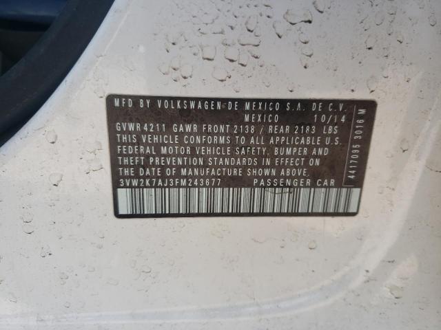 Photo 10 from auction – 2015 VOLKSWAGEN JETTA BASE with VIN 3VW2K7AJ3FM243677