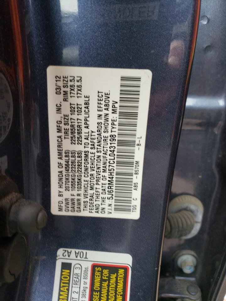 Photo 10 from auction – 2012 HONDA CR-V EX with VIN 5J6RM4H57CL043198