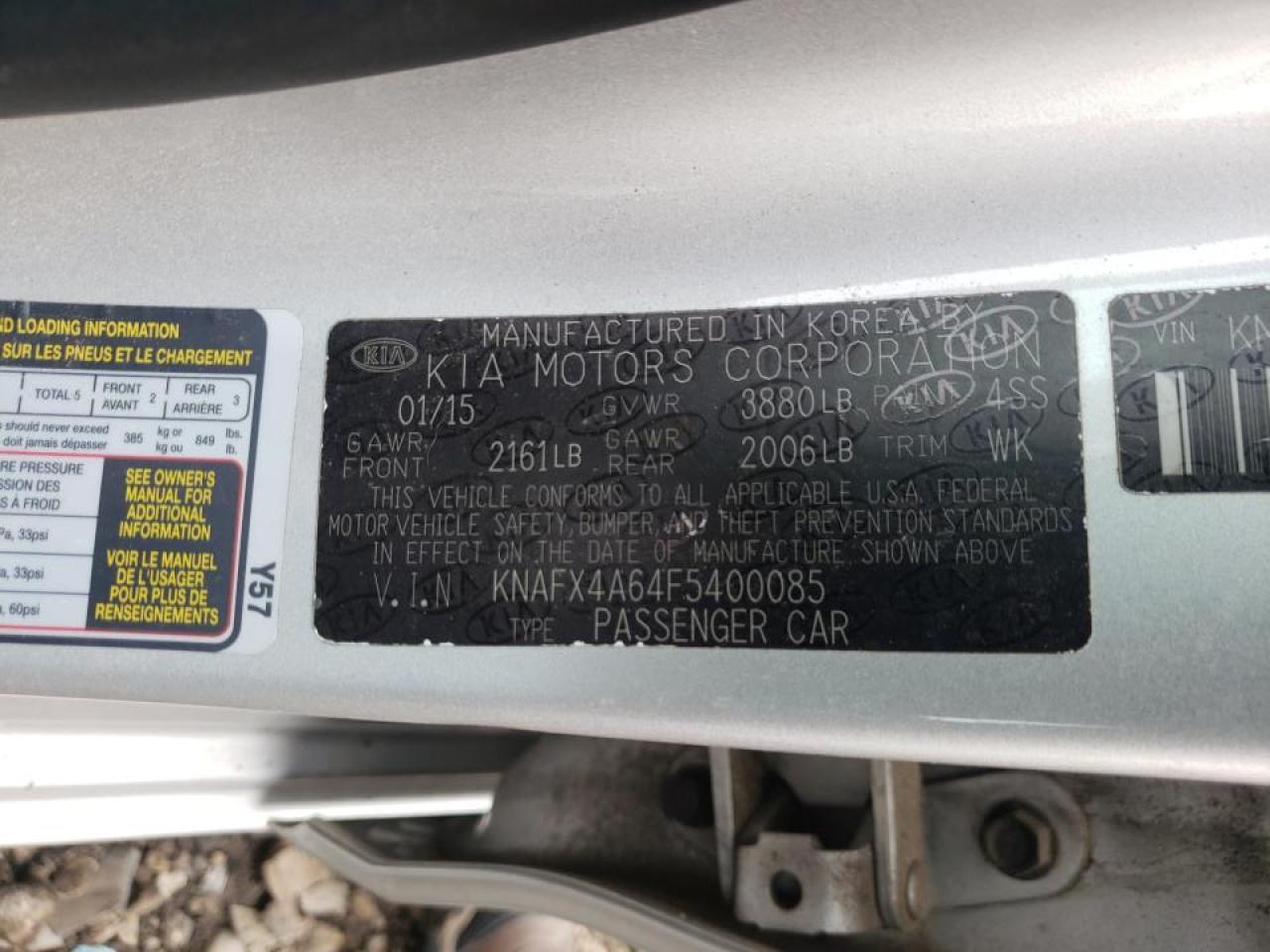 Photo 10 from auction – 2015 KIA FORTE LX with VIN KNAFX4A64F5400085