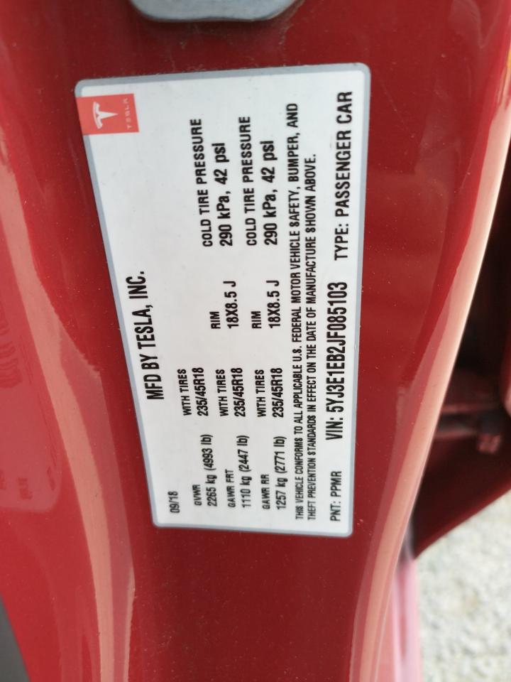 Photo 10 from auction – 2018 TESLA MODEL 3 with VIN 5YJ3E1EB2JF085103
