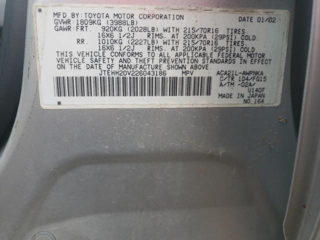 Photo 10 from auction – 2002 TOYOTA RAV4 with VIN JTEHH20V226043186