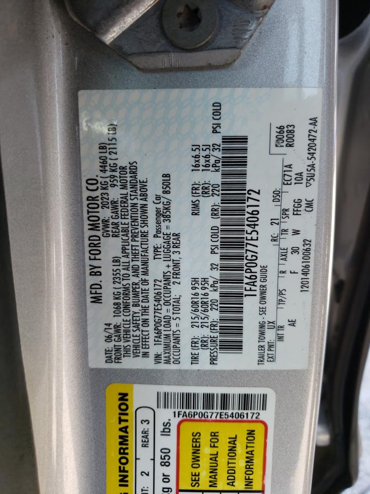 Photo 10 from auction – 2014 FORD FUSION S with VIN 1FA6P0G77E5406172
