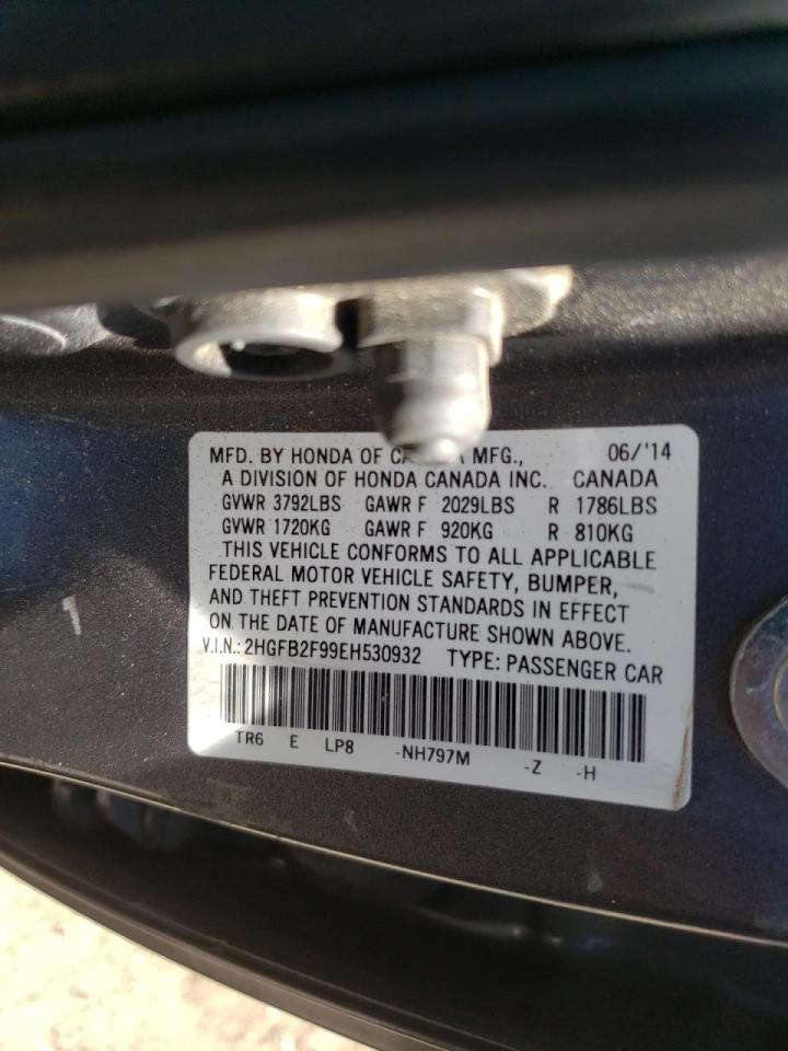 Photo 10 from auction – 2014 HONDA CIVIC EXL with VIN 2HGFB2F99EH530932