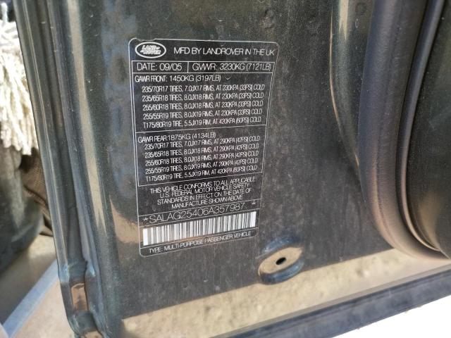 Photo 10 from auction – 2006 LAND ROVER LR3 HSE with VIN SALAG25406A357987