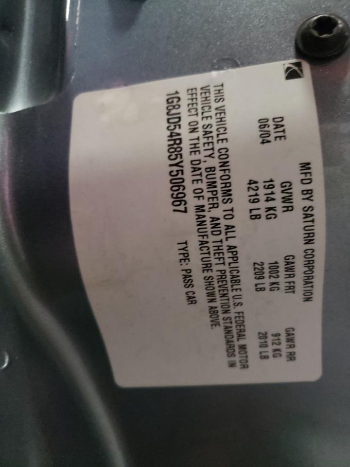 Photo 10 from auction – 2005 SATURN L300 LEVEL with VIN 1G8JD54R85Y506967