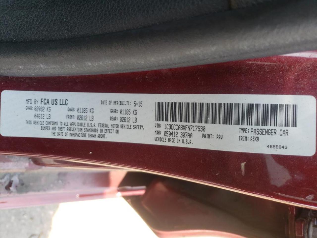 Photo 10 from auction – 2015 CHRYSLER 200 LIMITE with VIN 1C3CCCABXFN717530