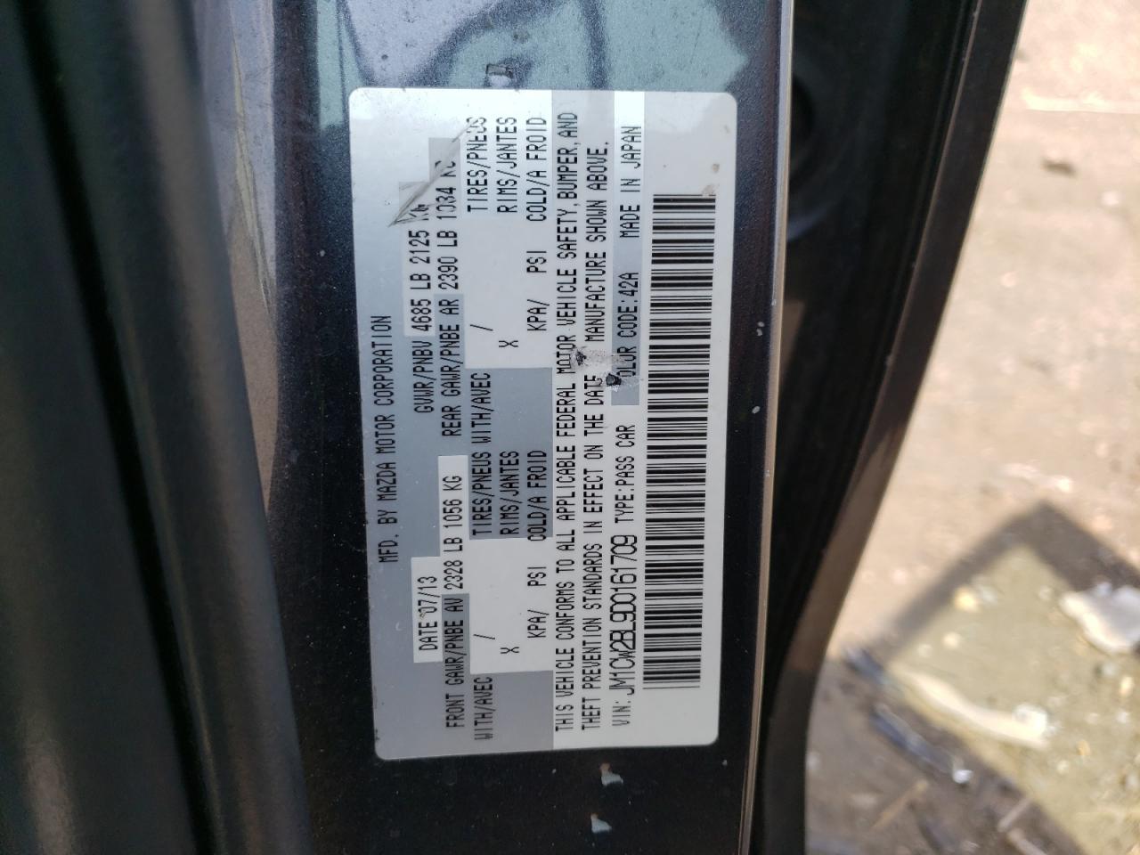 Photo 10 from auction – 2013 MAZDA 5 with VIN JM1CW2BL9D0161709