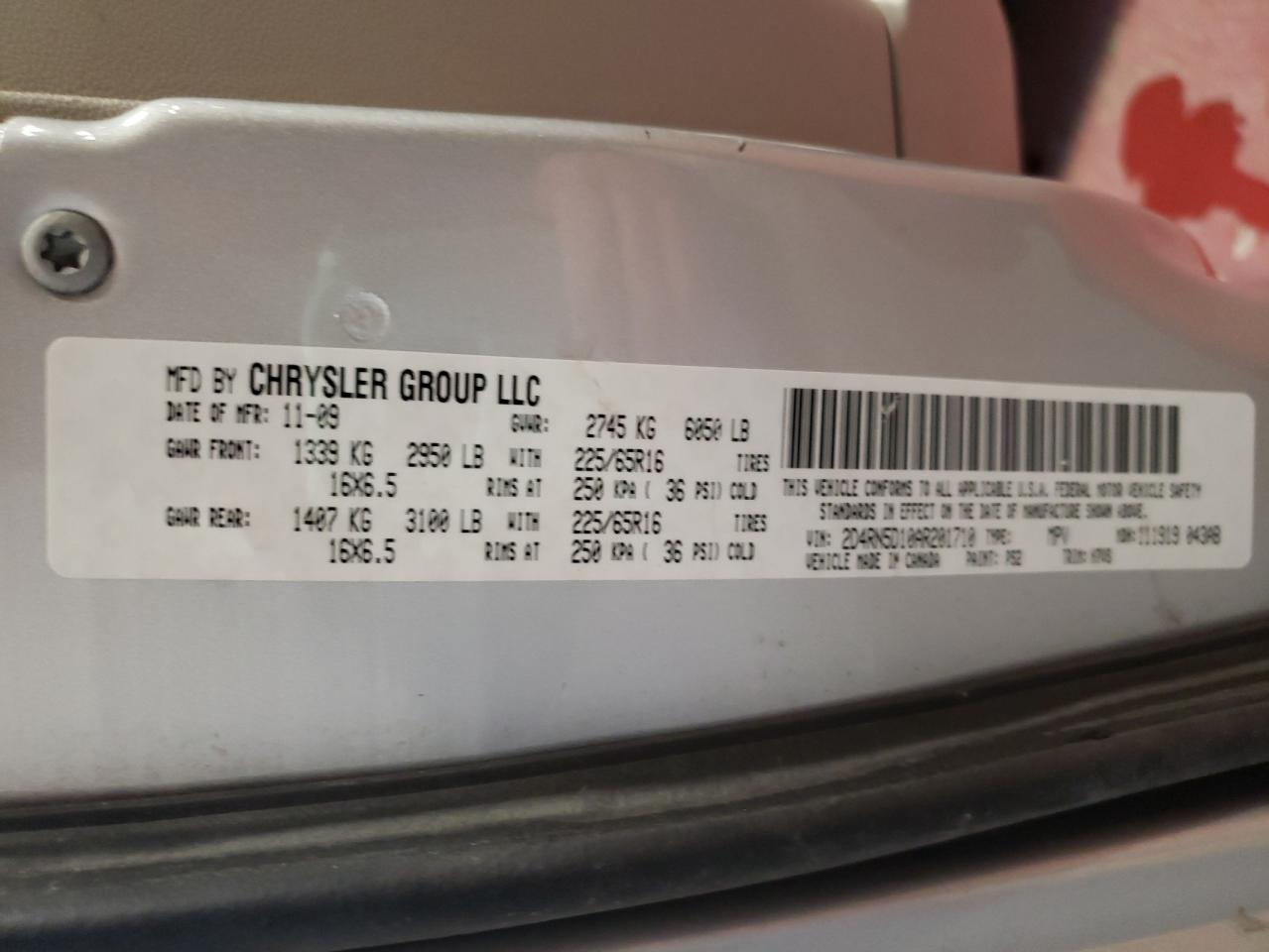 Photo 10 from auction – 2010 DODGE GRAND CARA with VIN 2D4RN5D10AR201710