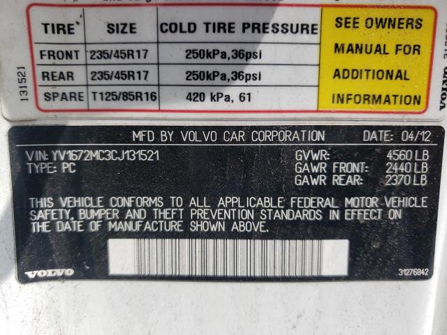Photo 10 from auction – 2012 VOLVO C70 T5 with VIN YV1672MC3CJ131521