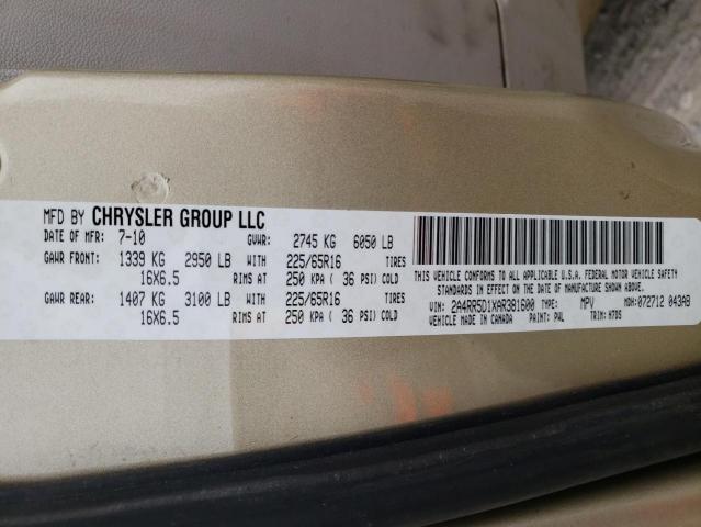 Photo 10 from auction – 2010 CHRYSLER TOWN & COU with VIN 2A4RR5D1XAR381600
