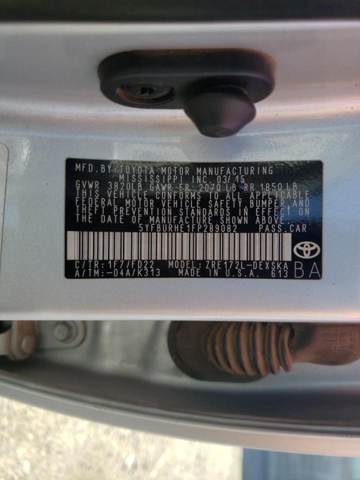 Photo 10 from auction – 2015 TOYOTA COROLLA L with VIN 5YFBURHE1FP289082