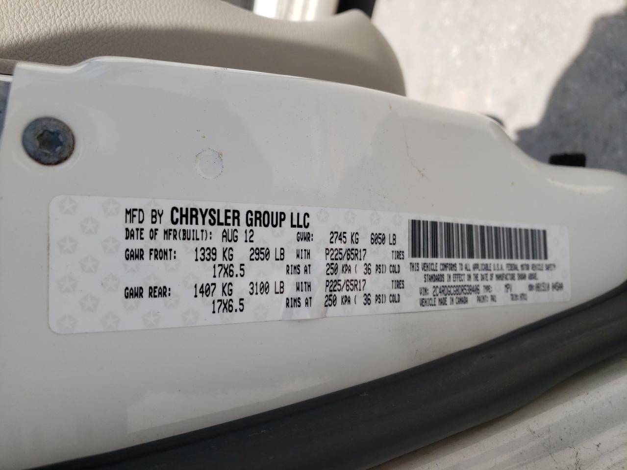 Photo 10 from auction – 2013 DODGE GRAND CARA with VIN 2C4RDGCG8DR538406