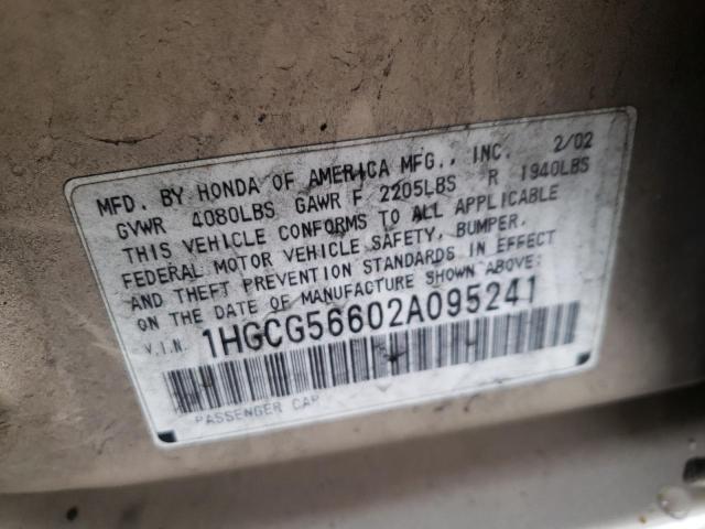 Photo 10 from auction – 2002 HONDA ACCORD EX with VIN 1HGCG56602A095241
