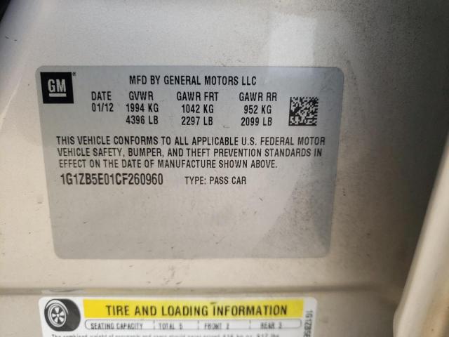 Photo 10 from auction – 2012 CHEVROLET MALIBU LS with VIN 1G1ZB5E01CF260960
