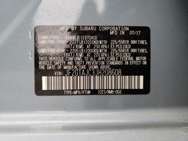 Photo 10 from auction – 2018 SUBARU CROSSTREK with VIN JF2GTAJC3JH208608
