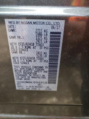 Photo 10 from auction – 2017 NISSAN PATHFINDER with VIN 5N1DR2MM8HC694958