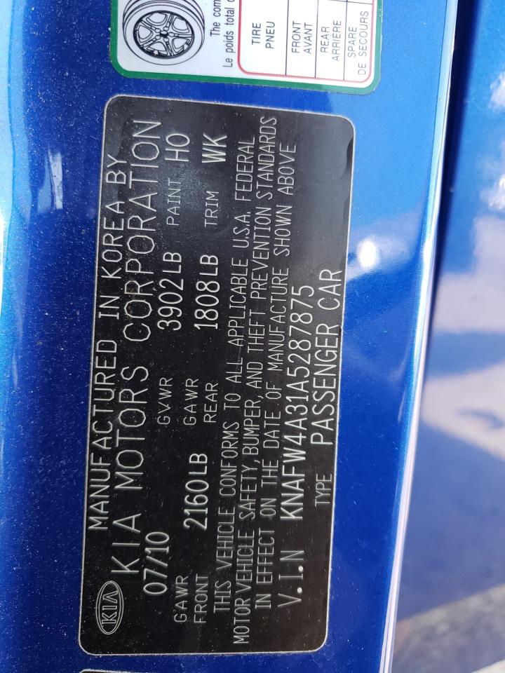 Photo 10 from auction – 2010 KIA FORTE SX with VIN KNAFW4A31A5287875