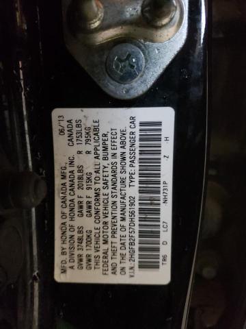 Photo 10 from auction – 2013 HONDA CIVIC LX with VIN 2HGFB2F57DH561902