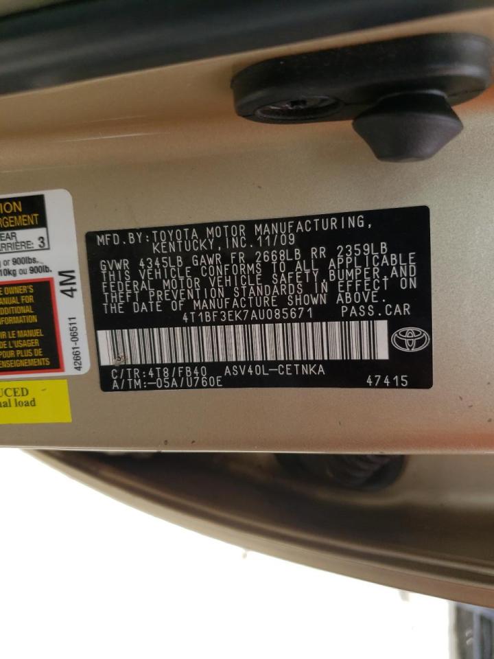 Photo 10 from auction – 2010 TOYOTA CAMRY BASE with VIN 4T1BF3EK7AU085671