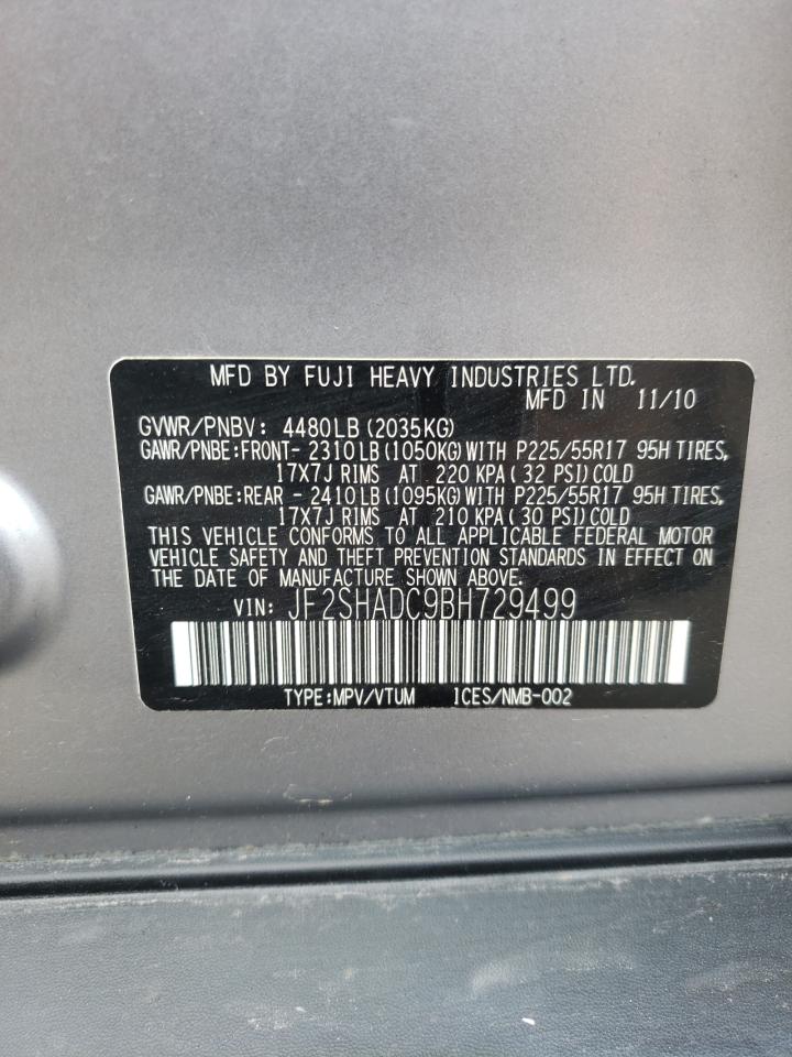 Photo 10 from auction – 2011 SUBARU FORESTER 2 with VIN JF2SHADC9BH729499