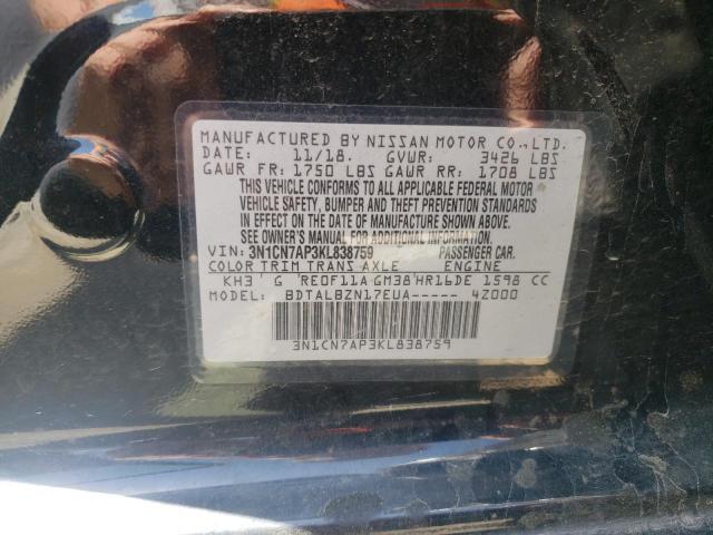 Photo 10 from auction – 2019 NISSAN VERSA S with VIN 3N1CN7AP3KL838759