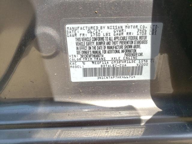 Photo 10 from auction – 2017 NISSAN VERSA S with VIN 3N1CN7AP7HK466714