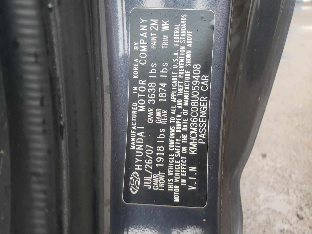 Photo 10 from auction – 2008 HYUNDAI ACCENT GS with VIN KMHCM36C08U059408