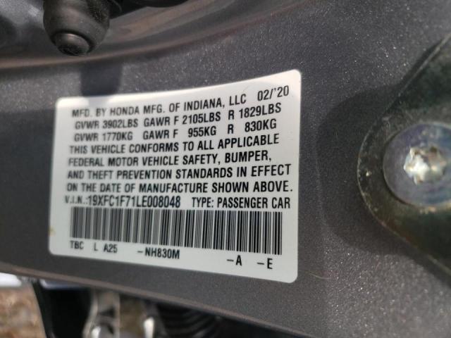Photo 10 from auction – 2020 HONDA CIVIC EXL with VIN 19XFC1F71LE008048