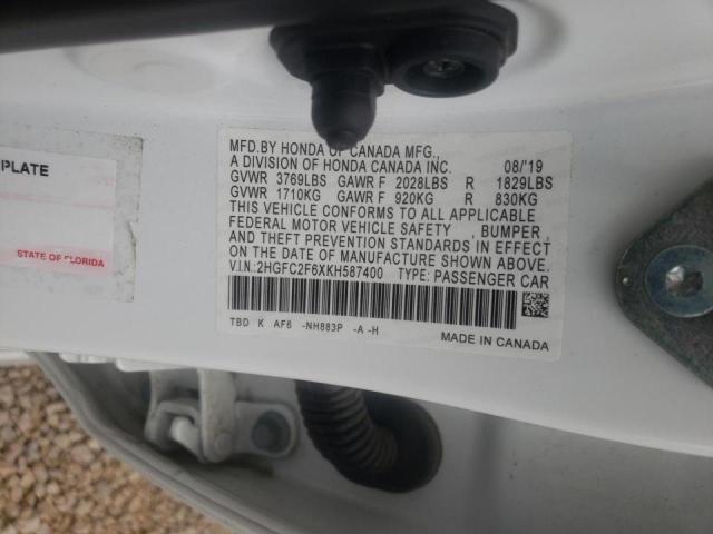 Photo 10 from auction – 2019 HONDA CIVIC LX with VIN 2HGFC2F6XKH587400