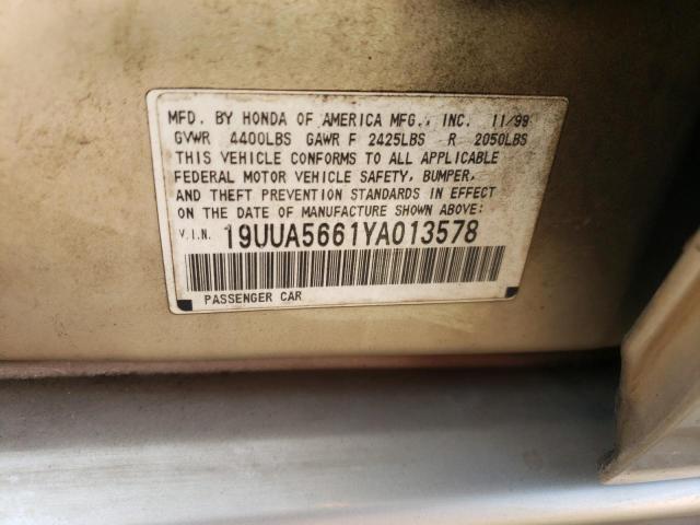 Photo 10 from auction – 2000 ACURA 3.2TL with VIN 19UUA5661YA013578